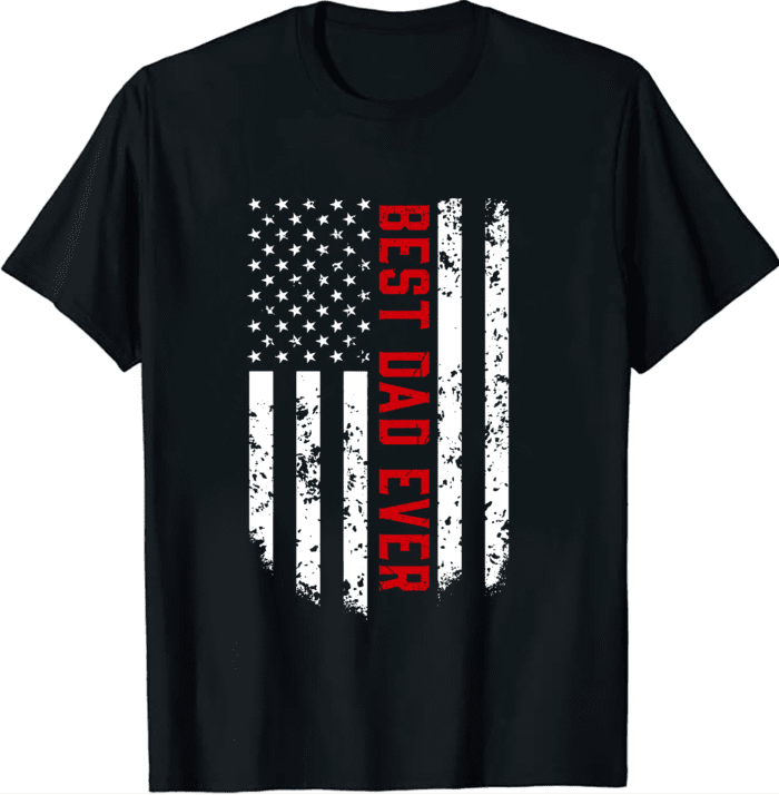 Vintage Best Dad Ever American Flag Father’s Day 2024 Unisex T-Shirt For Adult Kids