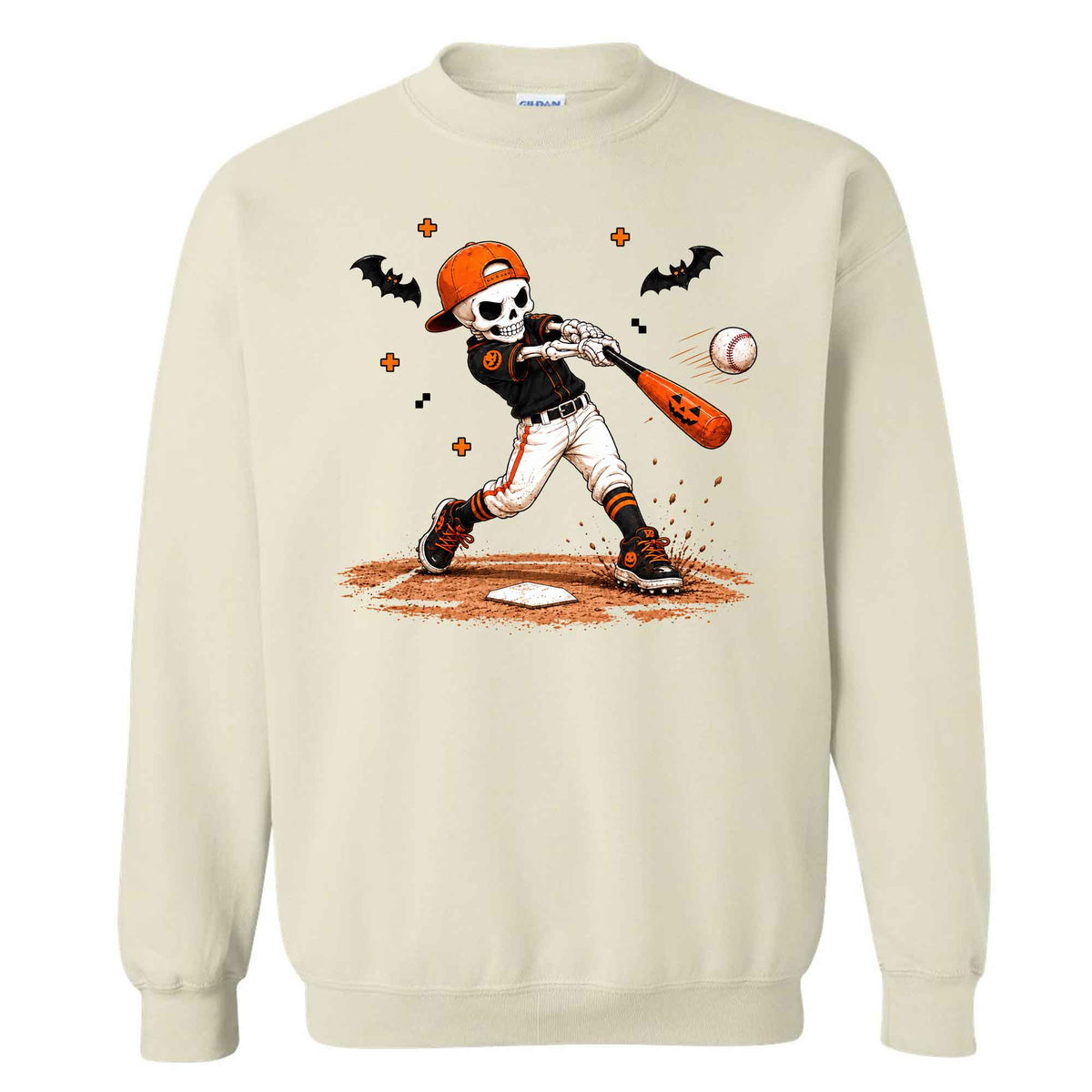 Baseball Skeleton Graphic Halloween Sweatshirt, Spooky Baseball Player Shirt, Funny Halloween Gift