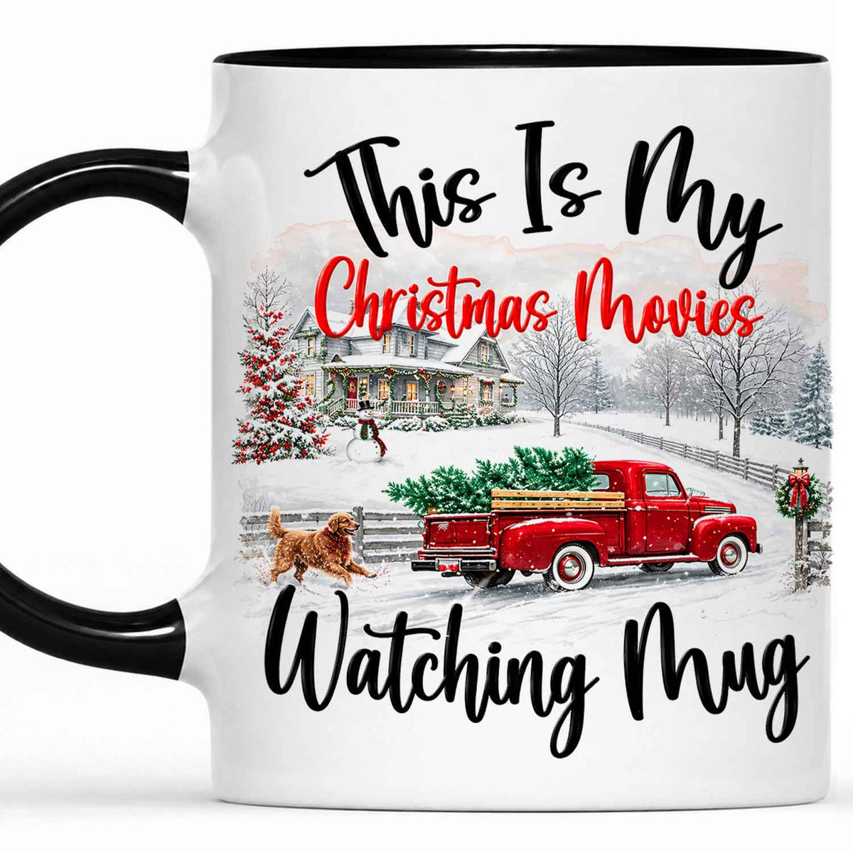Christmas Movie Mug, Red Truck Christmas Tree Coffee Mug, Holiday Gift for Family