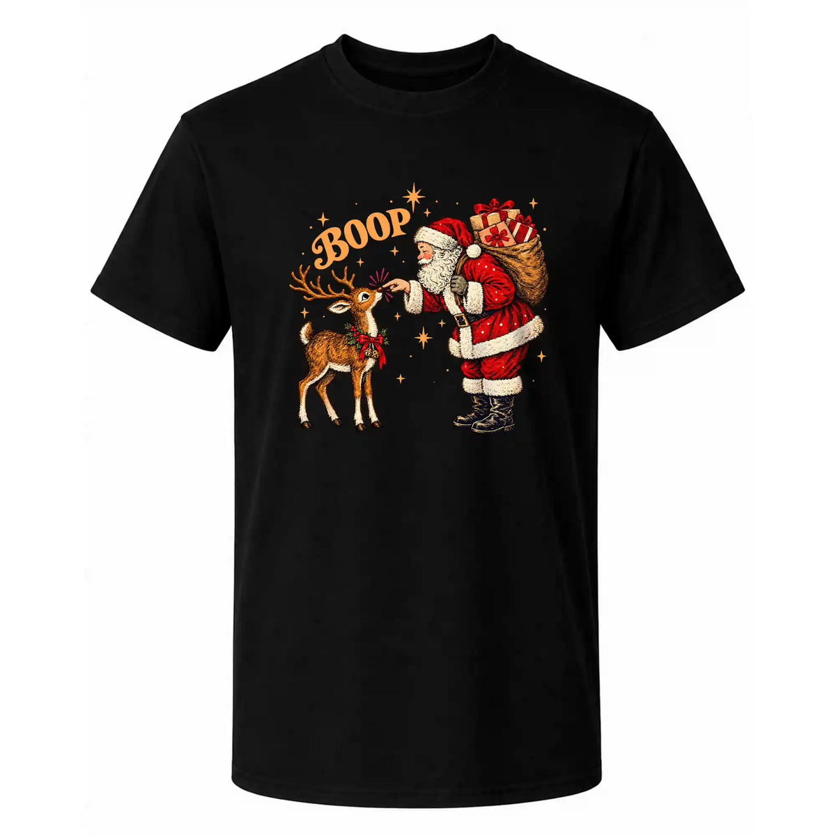 Santa Boop Reindeer Christmas Shirt, Funny Santa Claus Graphic Tee, Cute Holiday Christmas Gift