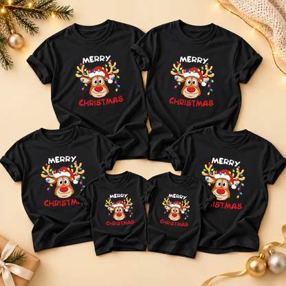 Matching Family Christmas Shirts, Merry Christmas Santa Hat Graphic Tees, Christmas Gift for Family