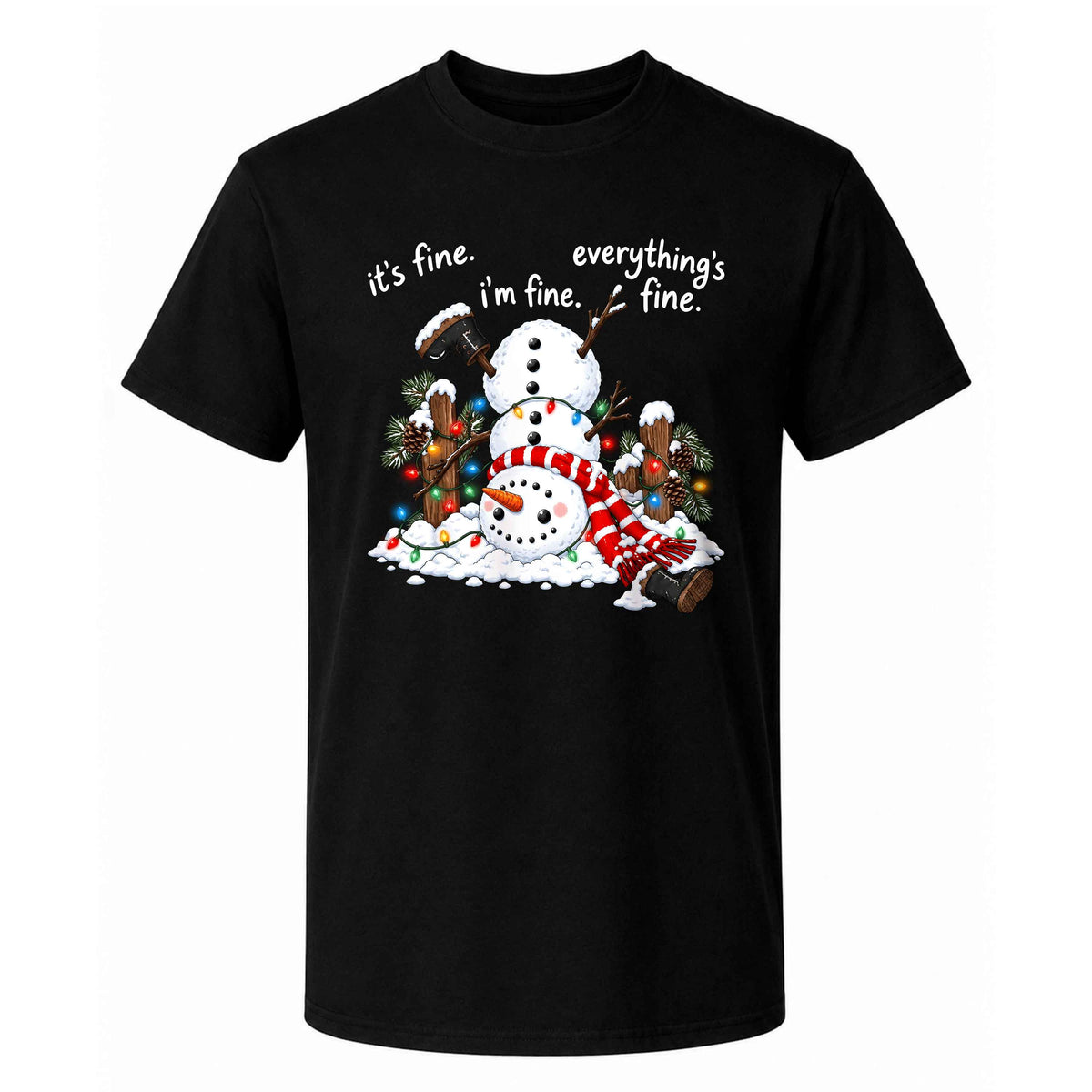 Funny Snowman Christmas Sweatshirt, Everything Is Fine Holiday Graphic Tee, Christmas Gift