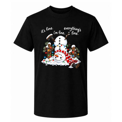 Funny Snowman Christmas Sweatshirt, Everything Is Fine Holiday Graphic Tee, Christmas Gift