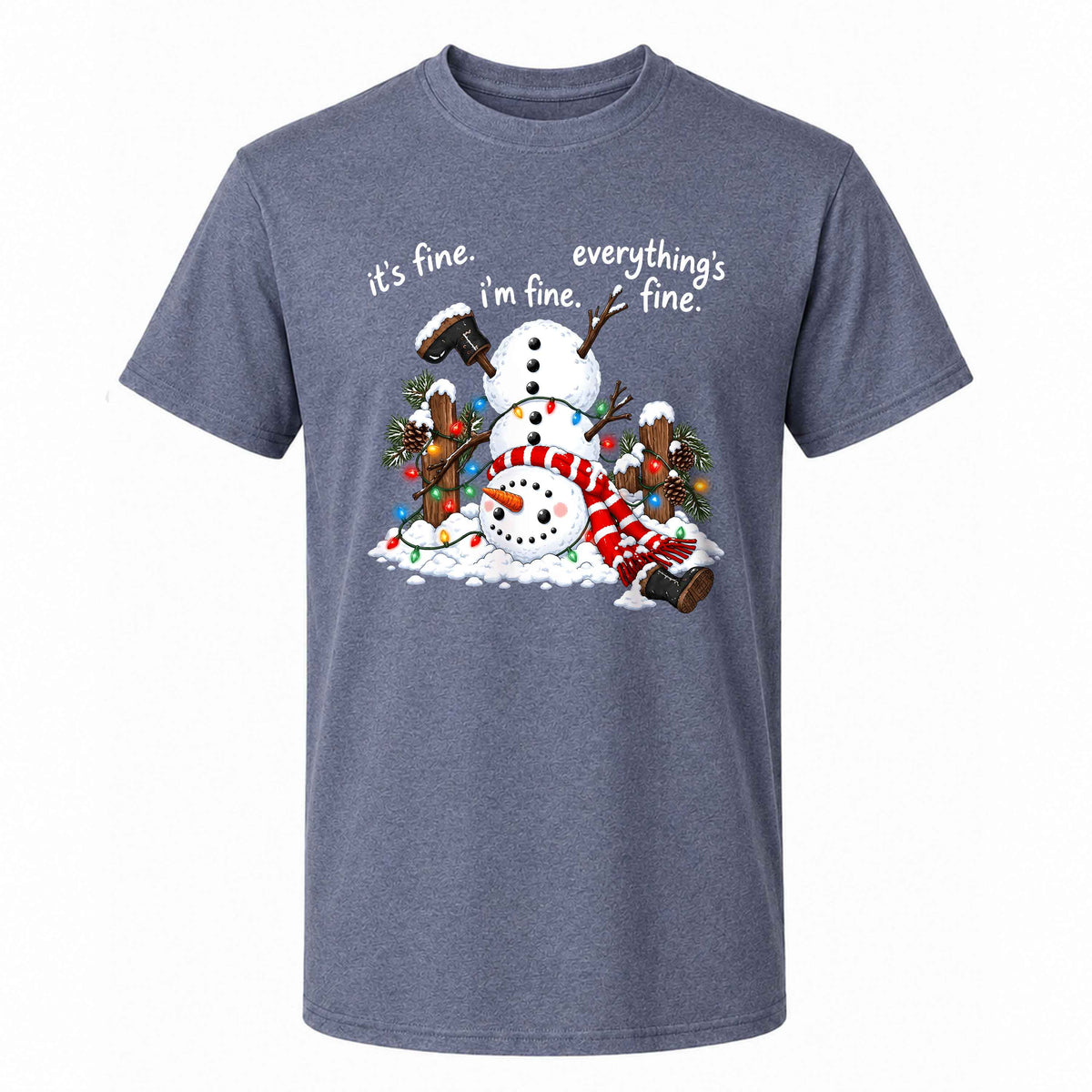 Funny Snowman Christmas Sweatshirt, Everything Is Fine Holiday Graphic Tee, Christmas Gift