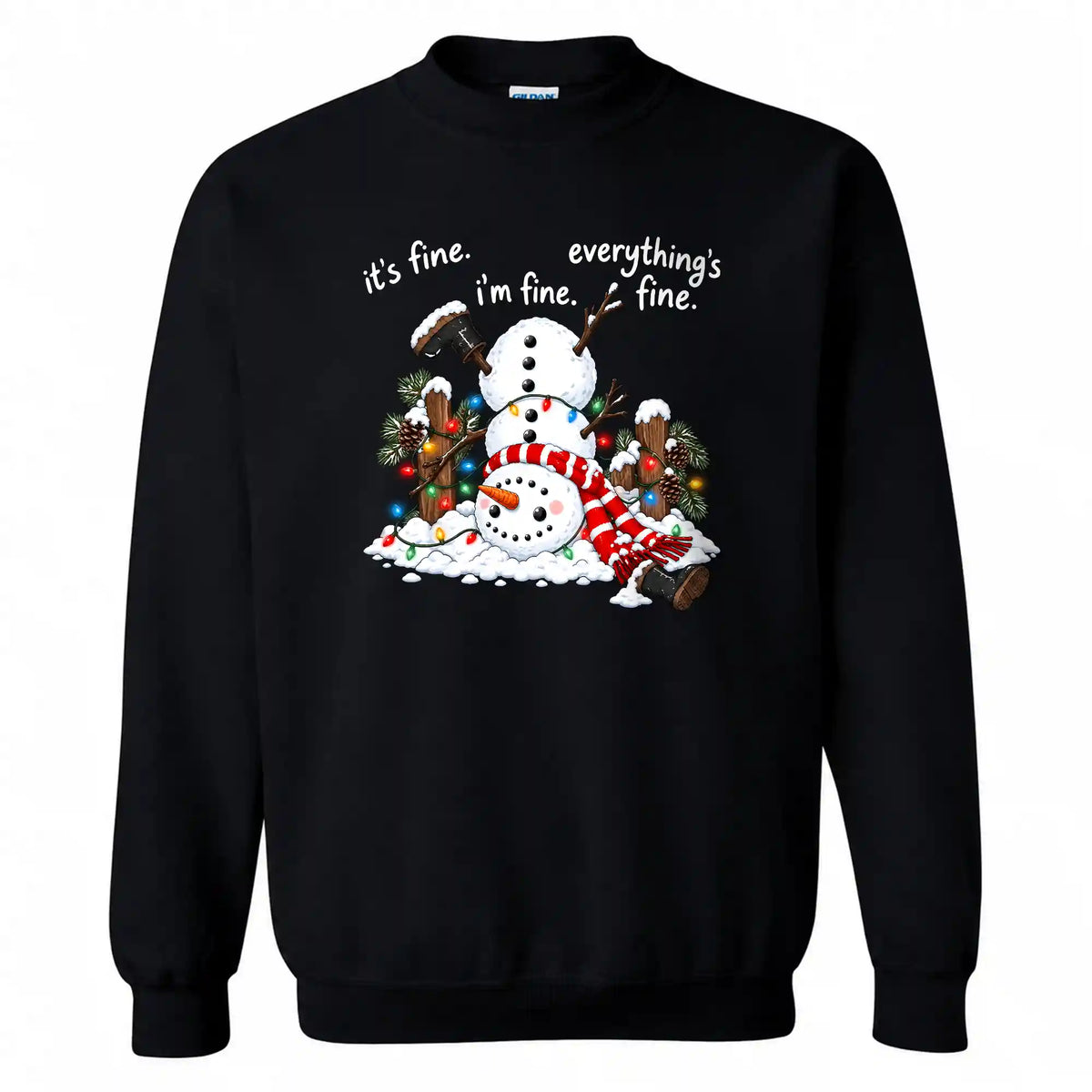 Funny Snowman Christmas Sweatshirt, Everything Is Fine Holiday Graphic Tee, Christmas Gift