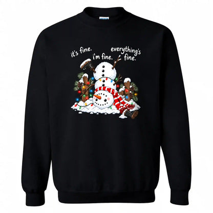 Funny Snowman Christmas Sweatshirt, Everything Is Fine Holiday Graphic Tee, Christmas Gift