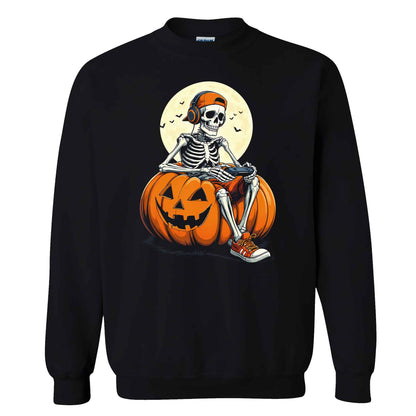 Skeleton Gamer Halloween Sweatshirt, Boys Pumpkin Gaming Shirt, Funny Halloween Gift