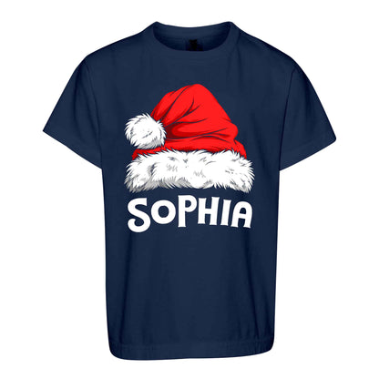 Personalized Family Christmas Shirts, Matching Santa Hat Tees, Custom Name Holiday Gift