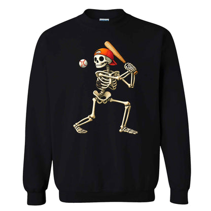 Baseball Skeleton Graphic Halloween Sweatshirt, Spooky Baseball Player Shirt, Funny Halloween Gift