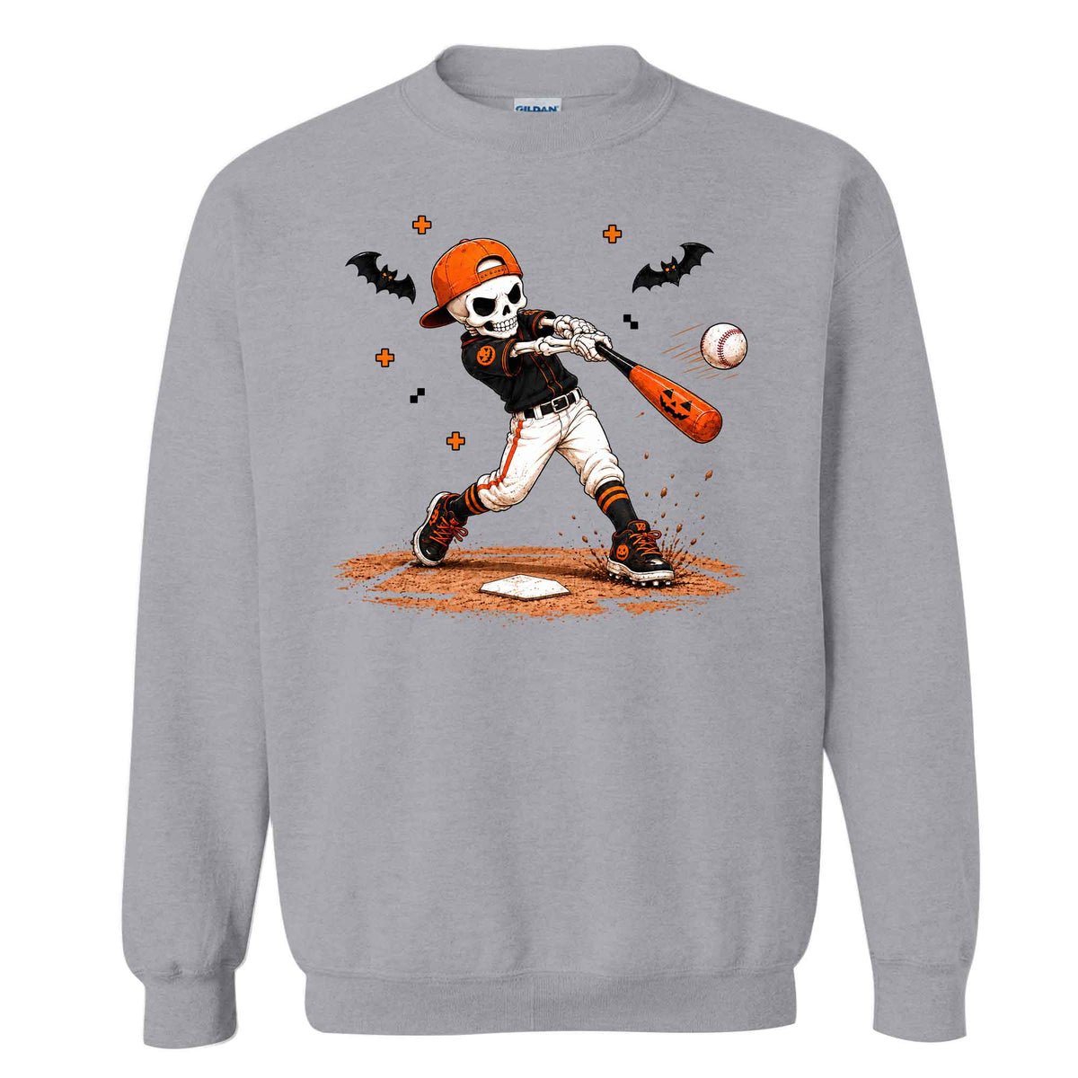 Baseball Skeleton Graphic Halloween Sweatshirt, Spooky Baseball Player Shirt, Funny Halloween Gift