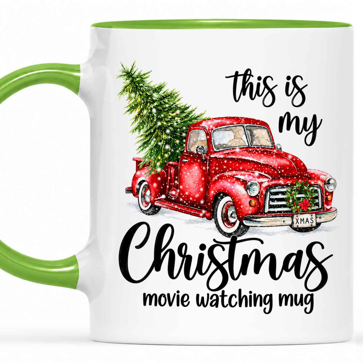 Christmas Movie Mug, Red Truck Christmas Tree Coffee Mug, Holiday Gift for Family