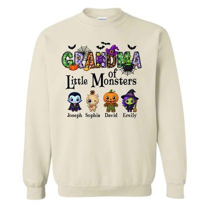 Personalized Halloween Sweatshirt - Grandma's Little Monster - Halloween Family Gift