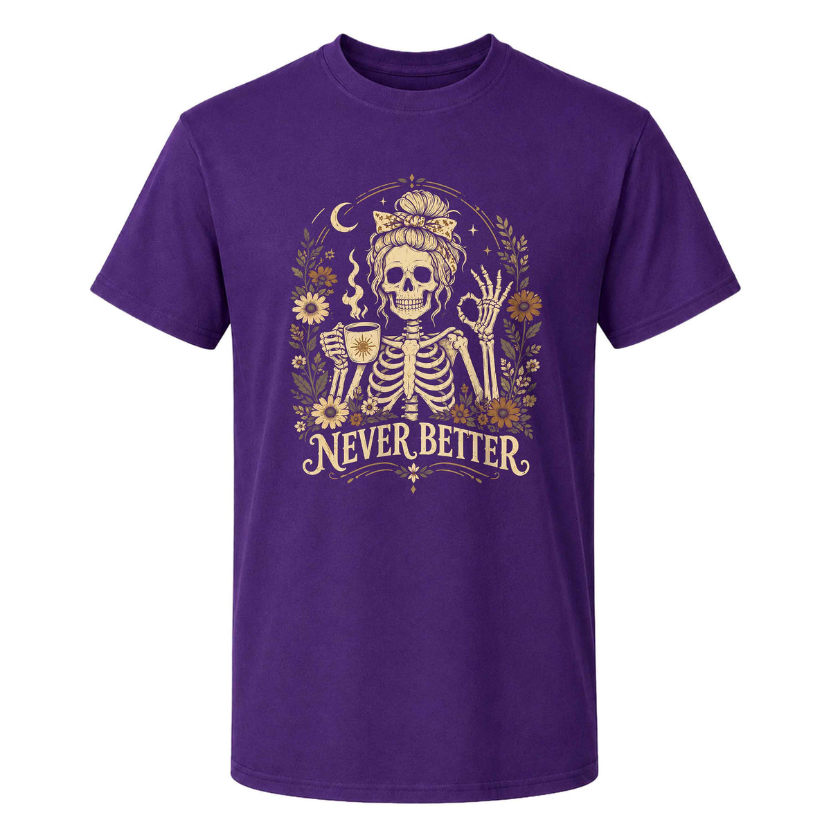 Funny Skeleton Coffee Halloween Sweatshirt, Never Better Graphic, Halloween Gift