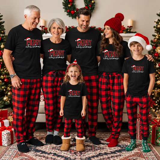 Matching Family Christmas Shirts, Merry Christmas Santa Hat Graphic Tees, Christmas Gift for Family