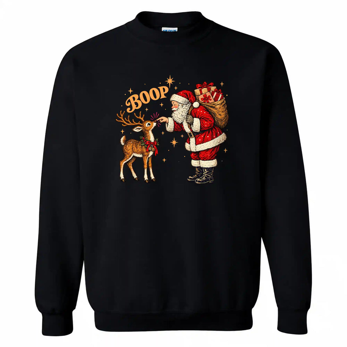 Santa Boop Reindeer Christmas Shirt, Funny Santa Claus Graphic Tee, Cute Holiday Christmas Gift