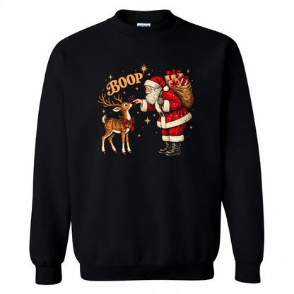 Santa Boop Reindeer Christmas Shirt, Funny Santa Claus Graphic Tee, Cute Holiday Christmas Gift