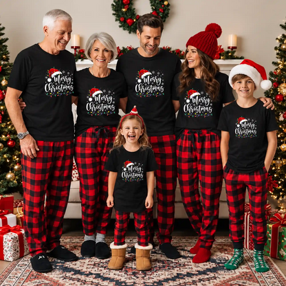 Matching Family Christmas Shirts, Merry Christmas Santa Hat Graphic Tees, Christmas Gift for Family