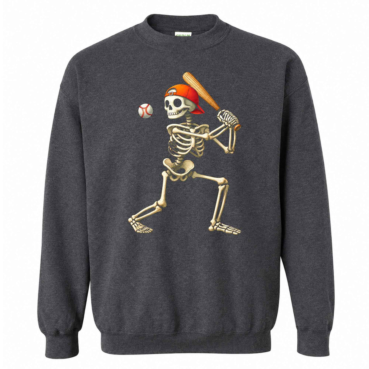 Baseball Skeleton Graphic Halloween Sweatshirt, Spooky Baseball Player Shirt, Funny Halloween Gift