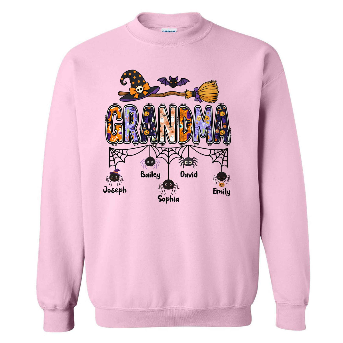 Personalized Halloween Grandma Shirt - Custom Name Spider Web - Halloween Gift for Grandma, Mom