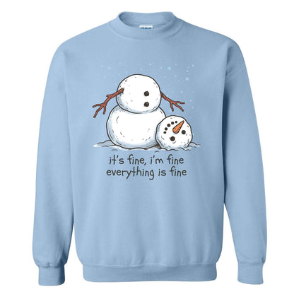 Funny Snowman Christmas Sweatshirt, Everything Is Fine Holiday Graphic Tee, Christmas Gift
