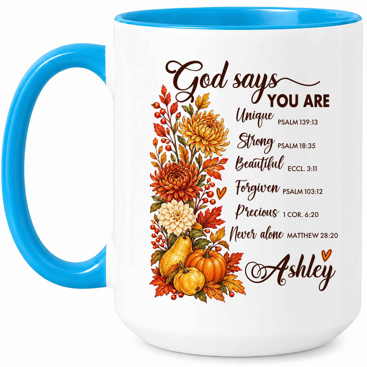 Personalized Thanksgiving Mug - God Says You Are Christian Coffee Cup - Fall Faith Gift for Friends, Self Gift