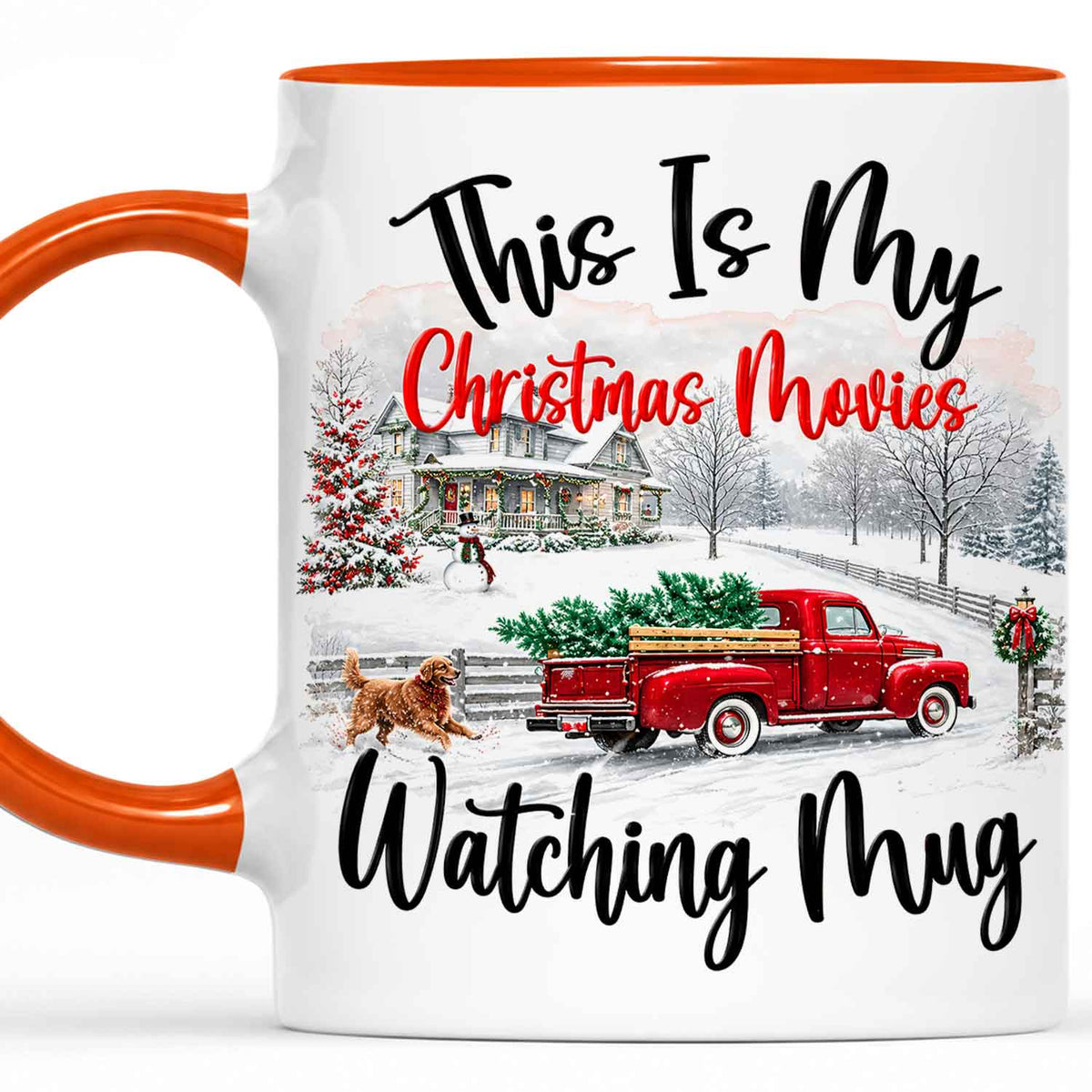 Christmas Movie Mug, Red Truck Christmas Tree Coffee Mug, Holiday Gift for Family