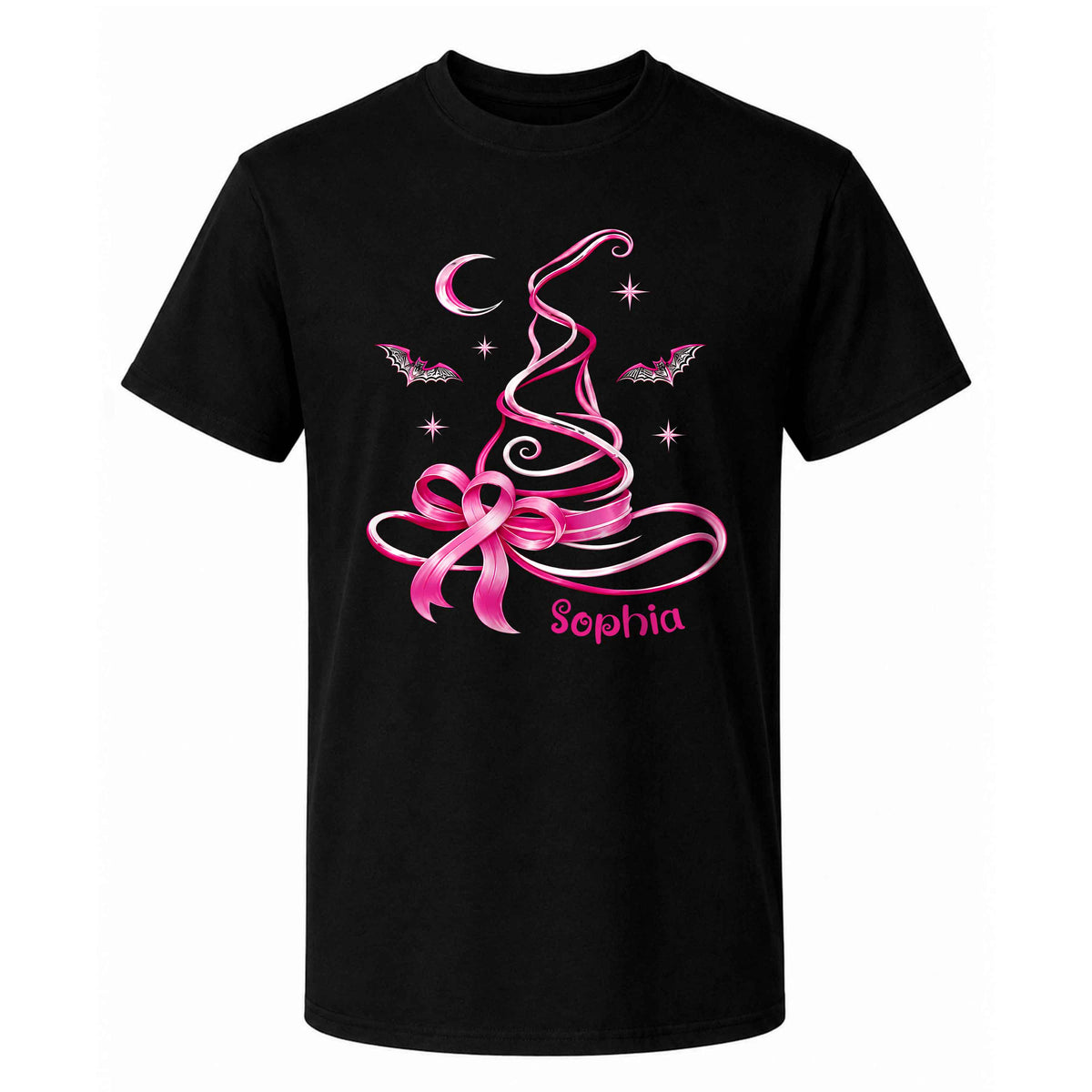 Personalized Breast Cancer Awareness Halloween Sweatshirt, Pink Ribbon Witch Hat Gift For Her, Family