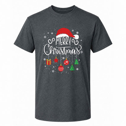 Matching Family Christmas Shirts, Merry Christmas Santa Hat Graphic Tees, Christmas Gift for Family