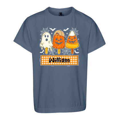 Personalized Halloween Sweatshirt, Custom Name Spooky Ghost Pumpkin, Halloween Gift for Boy & Girl