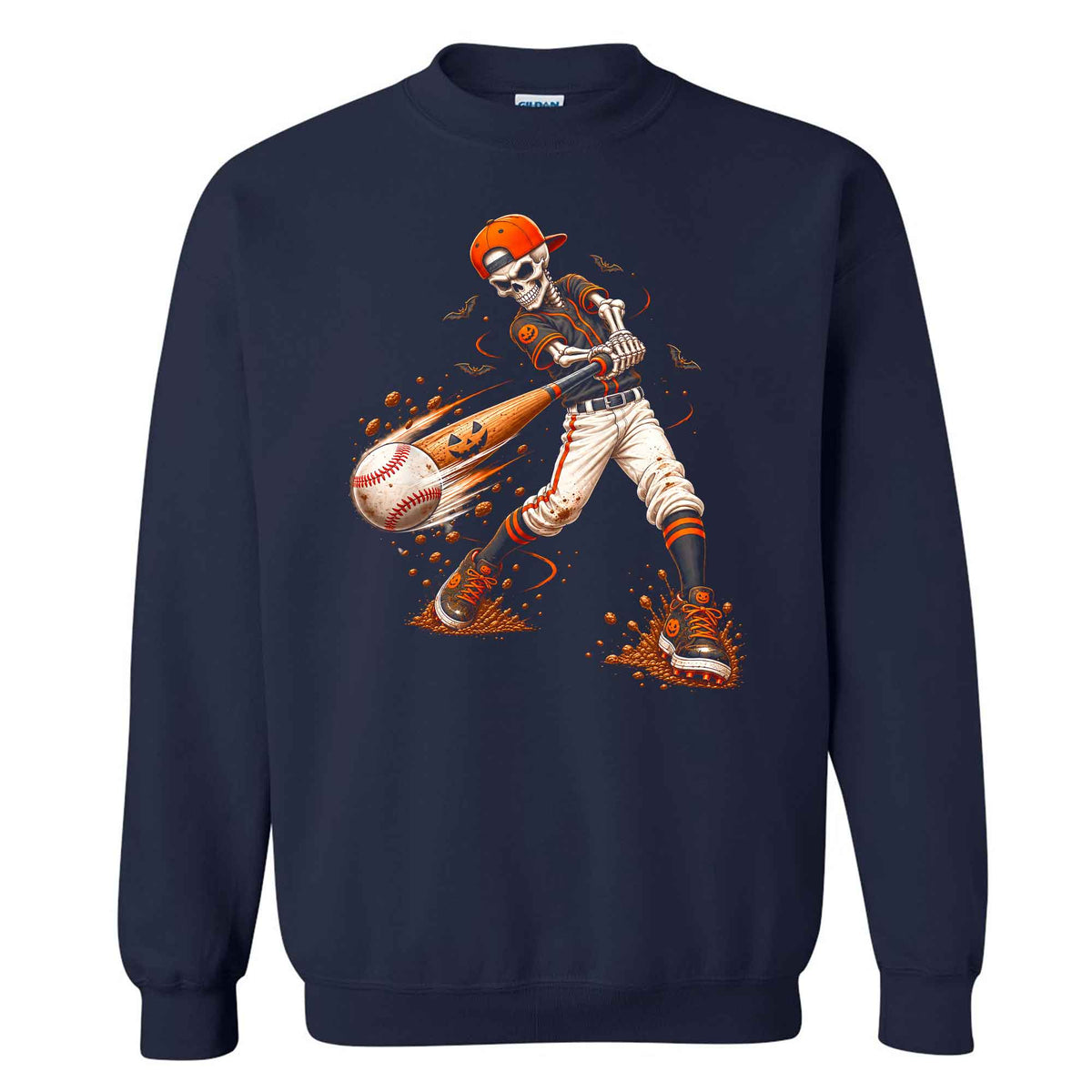 Baseball Skeleton Graphic Halloween Sweatshirt, Spooky Baseball Player Shirt, Funny Halloween Gift