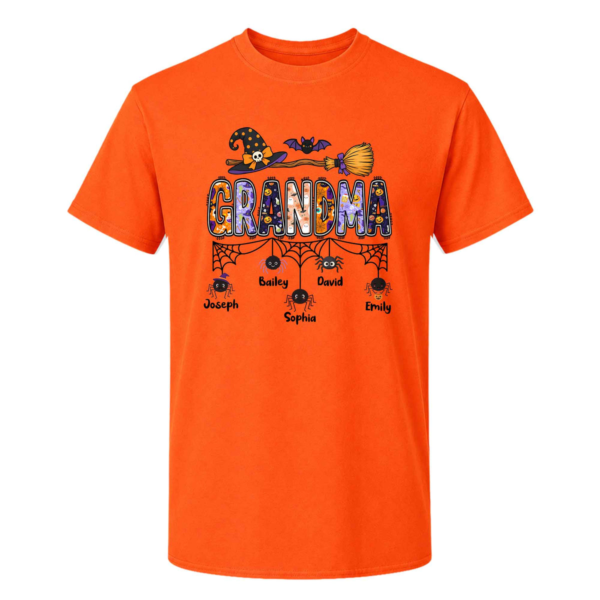 Personalized Halloween Grandma Shirt - Custom Name Spider Web - Halloween Gift for Grandma, Mom