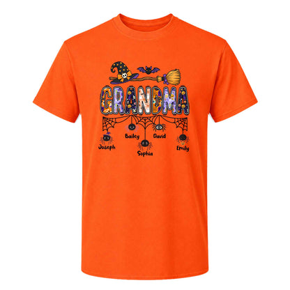Personalized Halloween Grandma Shirt - Custom Name Spider Web - Halloween Gift for Grandma, Mom