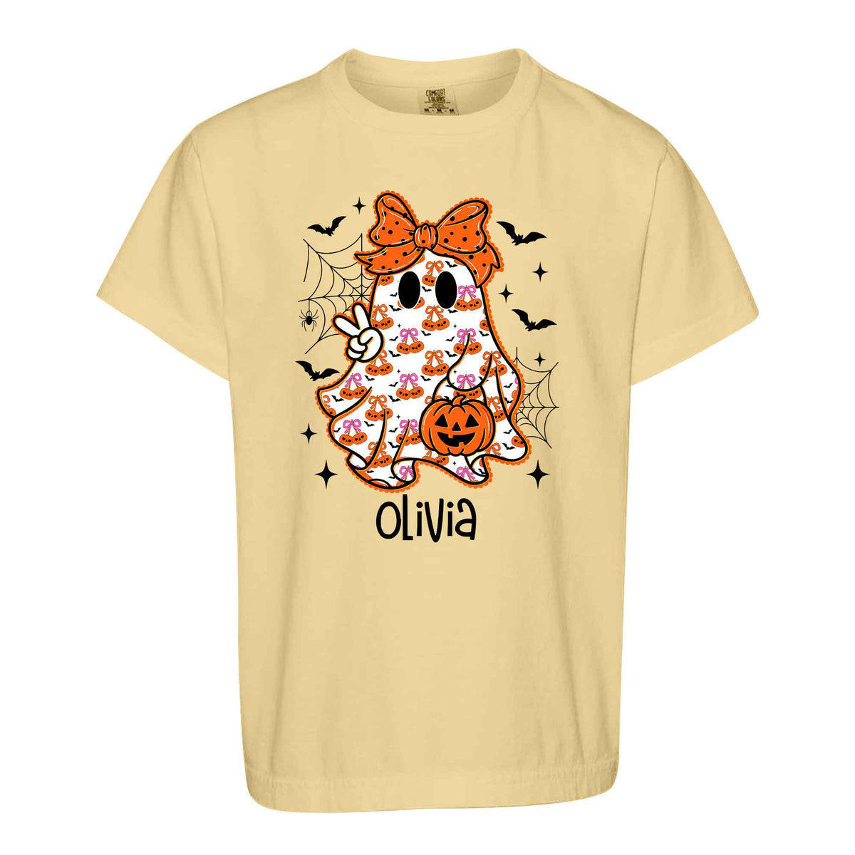 Personalized Halloween Sweatshirt, Custom Name Spooky Ghost Pumpkin, Halloween Gift for Boy & Girl