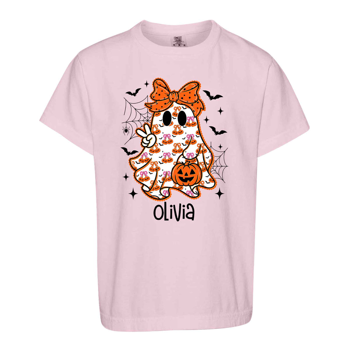 Personalized Halloween Sweatshirt, Custom Name Spooky Ghost Pumpkin, Halloween Gift for Boy & Girl