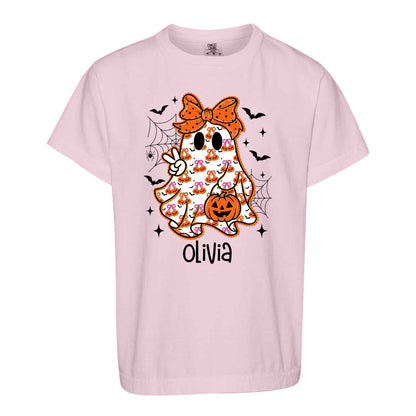 Personalized Halloween Sweatshirt, Custom Name Spooky Ghost Pumpkin, Halloween Gift for Boy & Girl