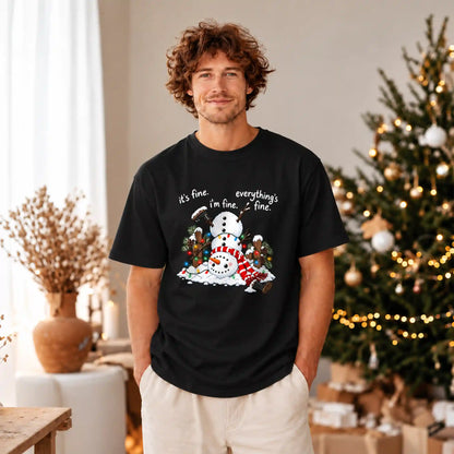 Funny Snowman Christmas Sweatshirt, Everything Is Fine Holiday Graphic Tee, Christmas Gift