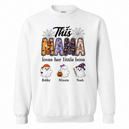 Personalized Halloween Mama Shirt - This Mama Loves Her Little Boos - Spooky Season Gift for Mom, Grandma