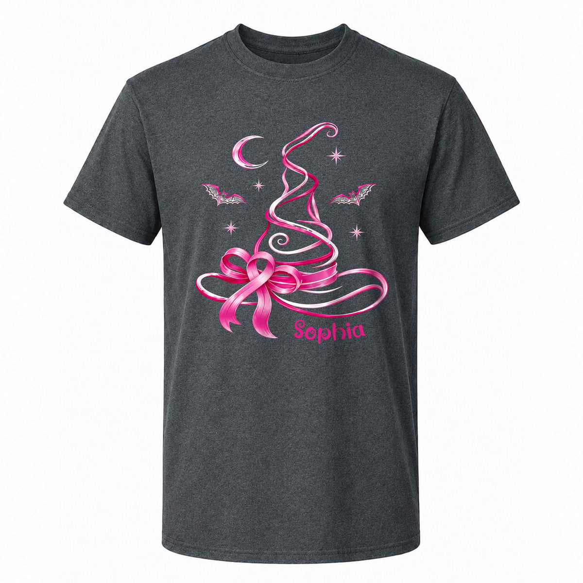 Personalized Breast Cancer Awareness Halloween Sweatshirt, Pink Ribbon Witch Hat Gift For Her, Family