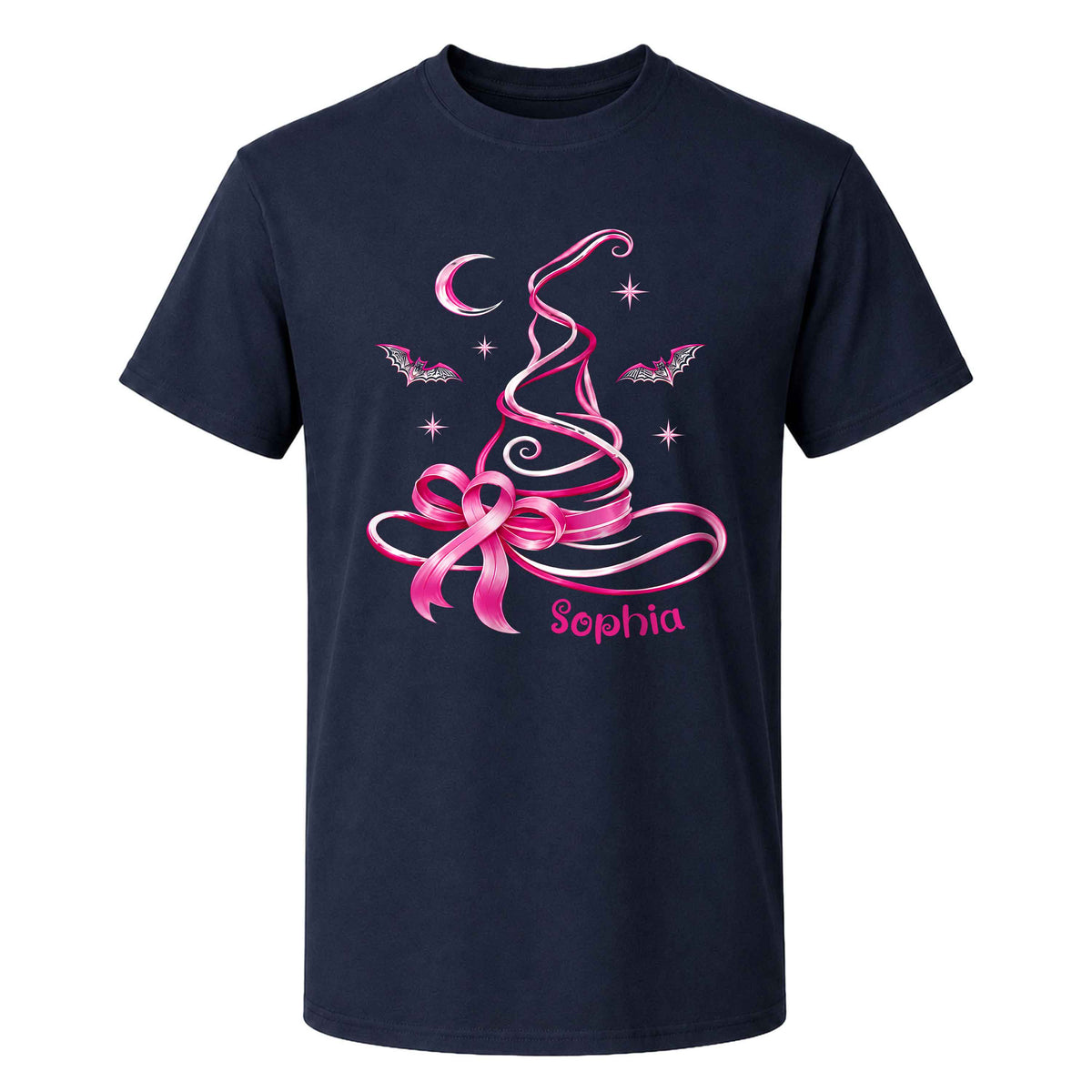 Personalized Breast Cancer Awareness Halloween Sweatshirt, Pink Ribbon Witch Hat Gift For Her, Family
