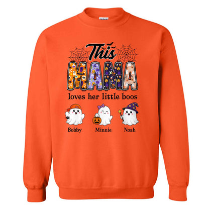 Personalized Halloween Mama Shirt - This Mama Loves Her Little Boos - Spooky Season Gift for Mom, Grandma