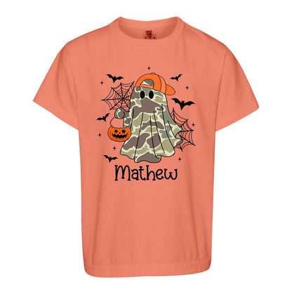 Personalized Halloween Sweatshirt, Custom Name Spooky Ghost Pumpkin, Halloween Gift for Boy & Girl