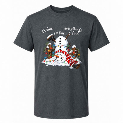 Funny Snowman Christmas Sweatshirt, Everything Is Fine Holiday Graphic Tee, Christmas Gift