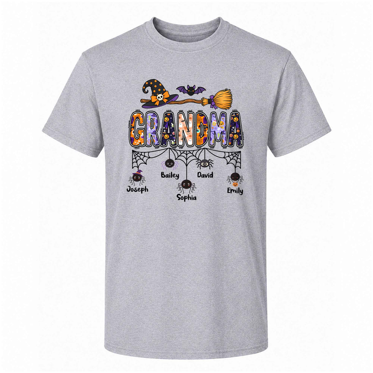 Personalized Halloween Grandma Shirt - Custom Name Spider Web - Halloween Gift for Grandma, Mom