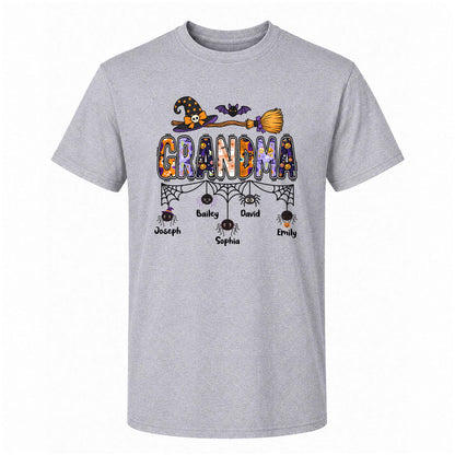 Personalized Halloween Grandma Shirt - Custom Name Spider Web - Halloween Gift for Grandma, Mom