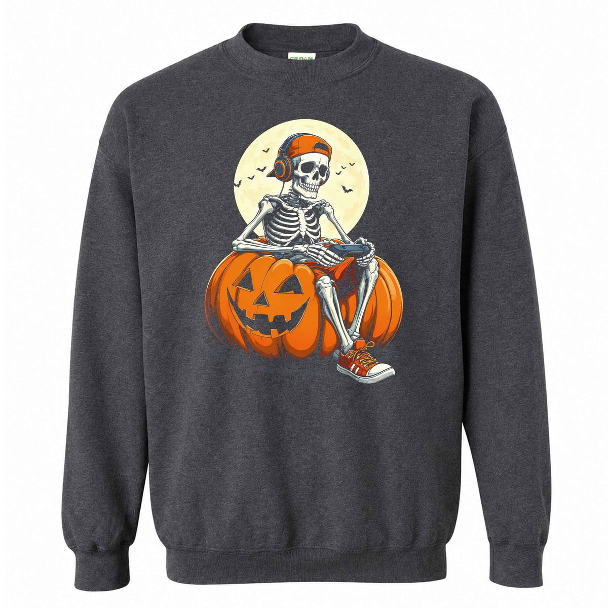 Skeleton Gamer Halloween Sweatshirt, Boys Pumpkin Gaming Shirt, Funny Halloween Gift