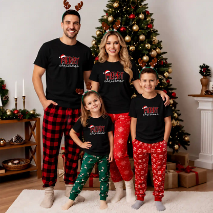 Matching Family Christmas Shirts, Merry Christmas Santa Hat Graphic Tees, Christmas Gift for Family