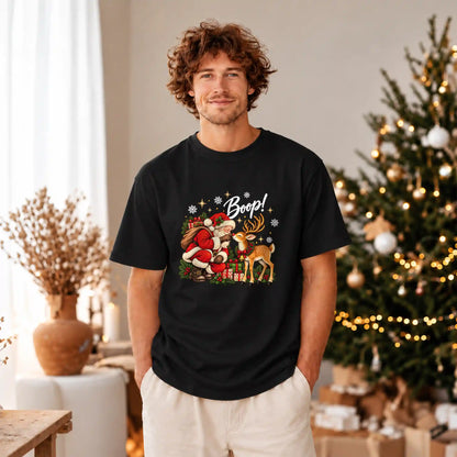 Santa Boop Reindeer Christmas Shirt, Funny Santa Claus Graphic Tee, Cute Holiday Christmas Gift