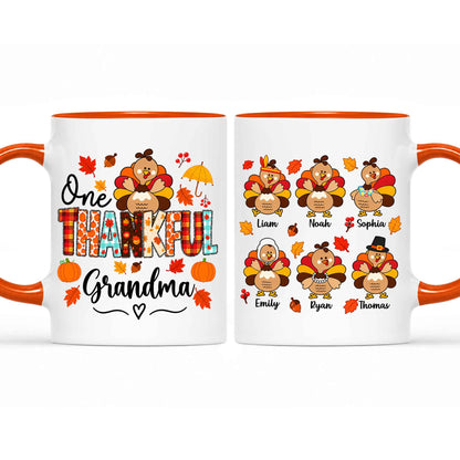 Personalized Thanksgiving Mug - One Thankful Grandma Turkey Mug - Thanksgiving Gift for Family