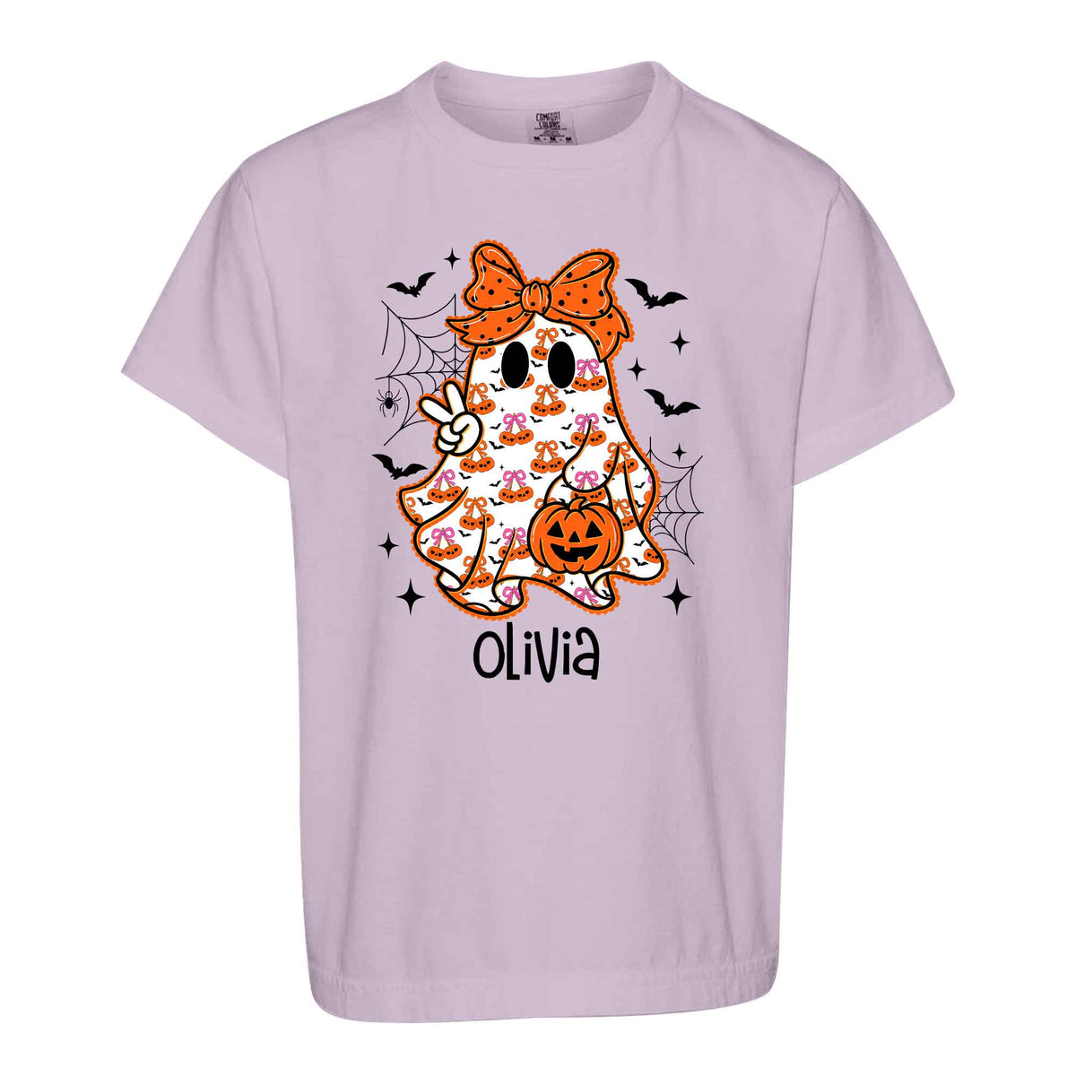 Personalized Halloween Sweatshirt, Custom Name Spooky Ghost Pumpkin, Halloween Gift for Boy & Girl