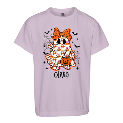 Personalized Halloween Sweatshirt, Custom Name Spooky Ghost Pumpkin, Halloween Gift for Boy & Girl